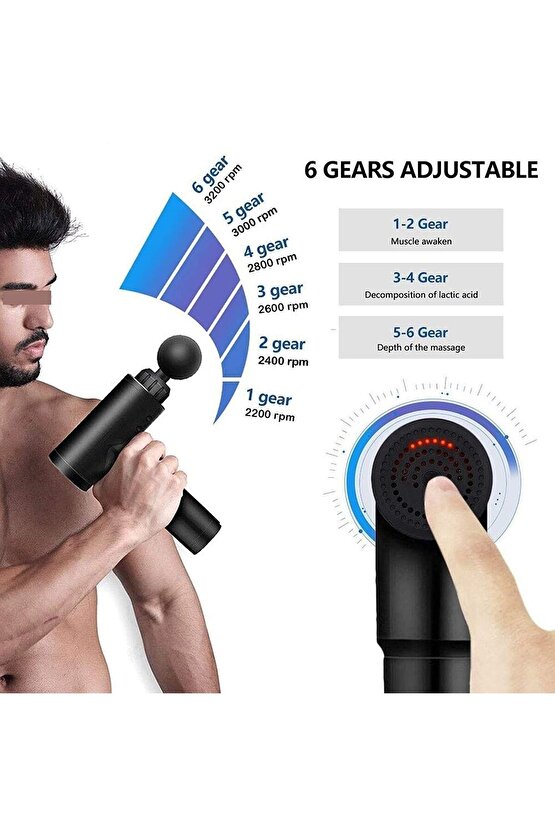 Sporcu Masaj Aleti 4 Başlıklı Şarjlı Titreşimli Yoğurmalı (4178)