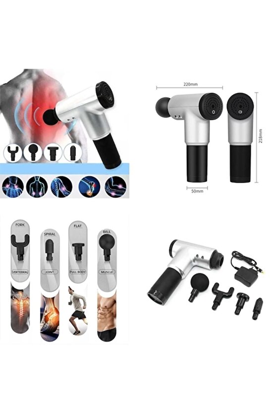 Sporcu Masaj Aleti 4 Başlıklı Şarjlı Titreşimli Yoğurmalı (4024)