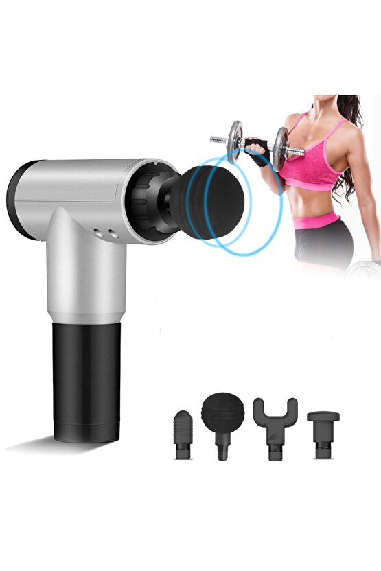 Sporcu Masaj Aleti 4 Başlıklı Şarjlı Titreşimli Yoğurmalı (4024)