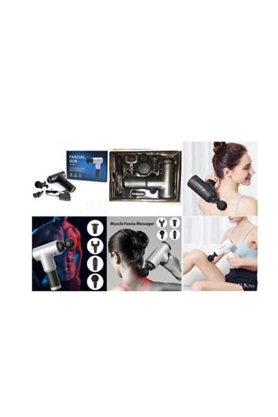 Facial Profesyonel Masaj Tabancası 4 Adet Farklı Başlığı Bulunan Hız Ayarlı Masaj Aleti