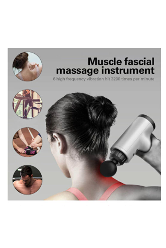 Facial Profesyonel Masaj Tabancası 4 Adet Farklı Başlığı Bulunan Hız Ayarlı Masaj Aleti