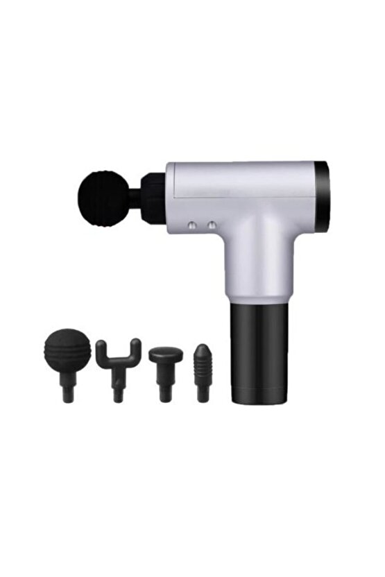 Profesyonel Masaj Tabancası 4 Adet Farklı Başlığı Bulunan Hız Ayarlı Masaj Aleti