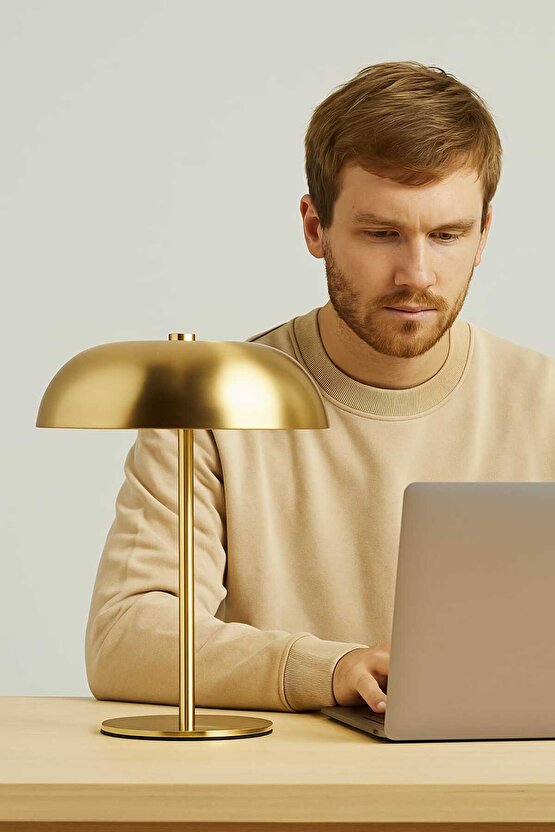 Dokunmatik Lighto Şarjlı Abajur Dekoratif Şık Masa Lambası Metal Gövde