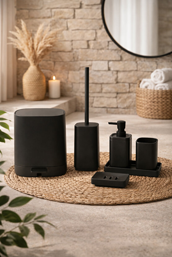 Kare Soft 5 Parça Banyo Seti Modern Minimal Tasarım