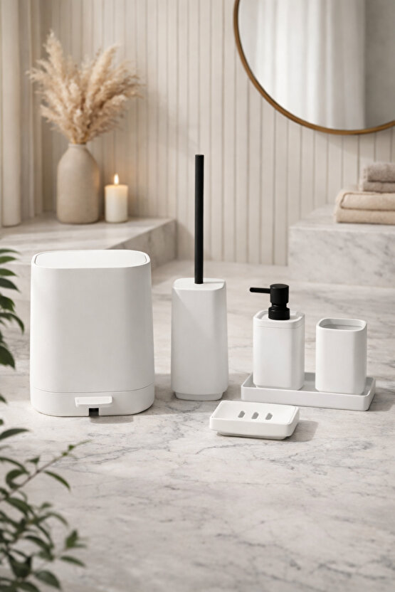 Kare Soft 5 Parça Banyo Seti Modern Minimal Tasarım