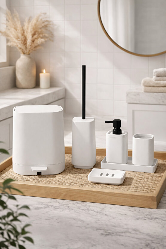 Kare Soft 5 Parça Banyo Seti Modern Minimal Tasarım