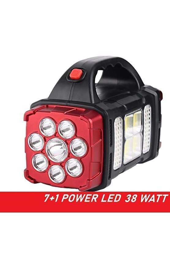 Solar Panelli El Feneri Şarjlı Işıldak Aydınlatma Ledli Usb Çıkışlı 38 Watt Bağ Bahçe Kamp Karavan