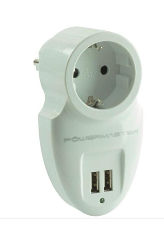 16 Amper- 3500 Watt Çift USBli Tekli Akım Korumalı Priz