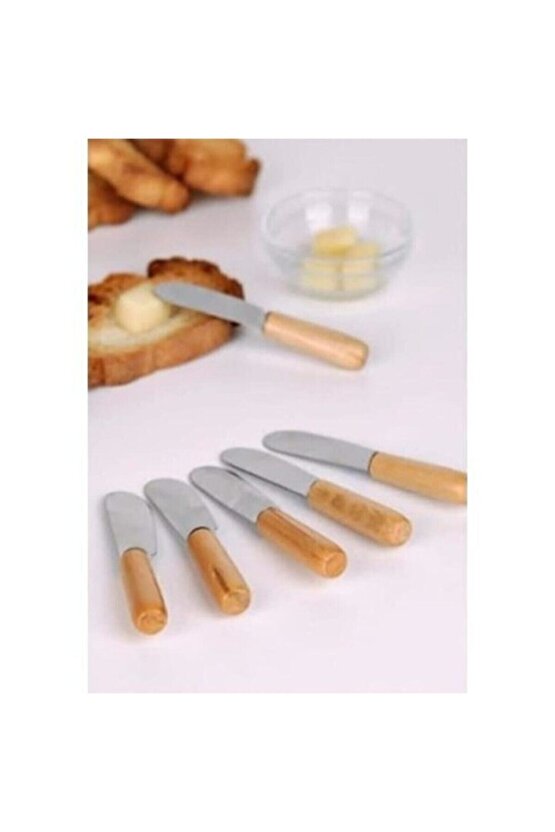 6lı Bambu Saplı Kahvaltılık Tereyağ Reçel Bıçağı,6lı Kahvaltılık Bıçak Seti