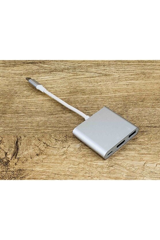 3 In 1 Type-c To Hdmı Usb 3.0 Çevirici Dönüştürücü Adaptör 4k Macbook Thinkpad Yoga Windows 10