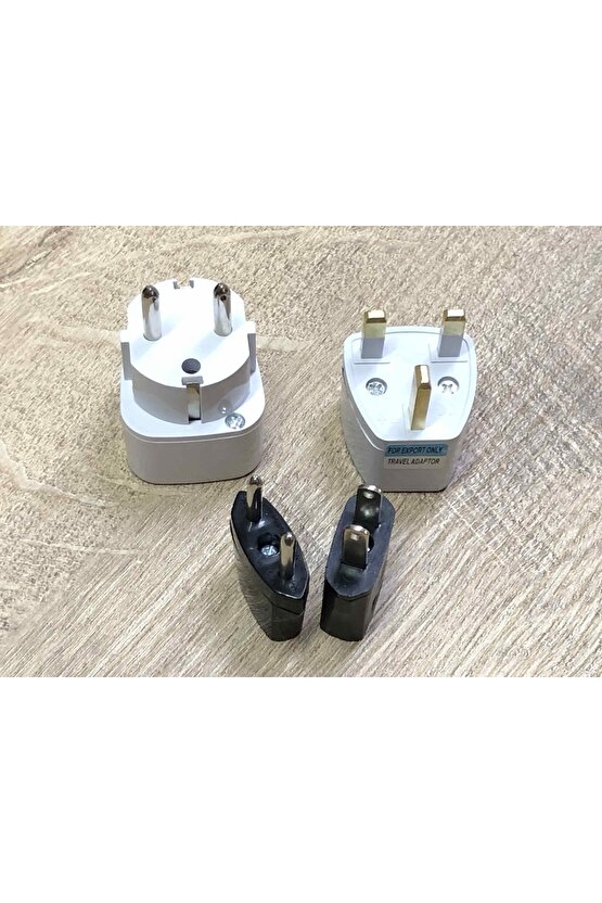 4 Tane Çeşitli Ülkelere Ait Prizleri Dünüştüren Fiş Ucu Seti Türkiye Amerika Ingiltere Arabistan