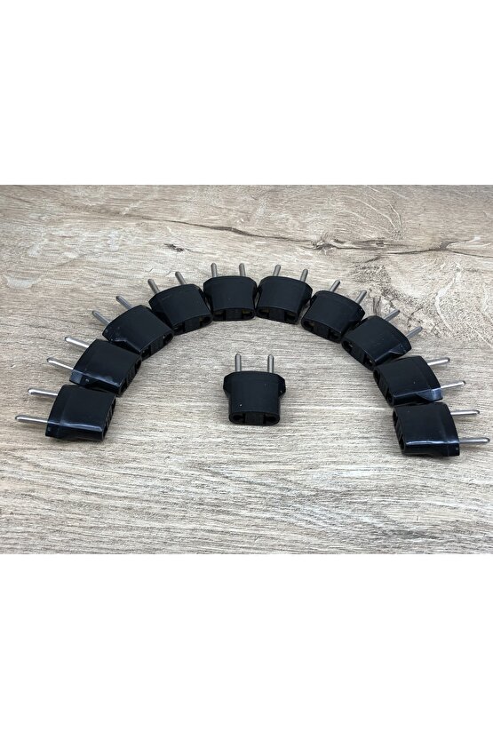 Amerikan Fişini Türkiye Fişine Çevirici Başlık Siyah Plastik Adaptör 11 Adet Türk Fiş Ucu