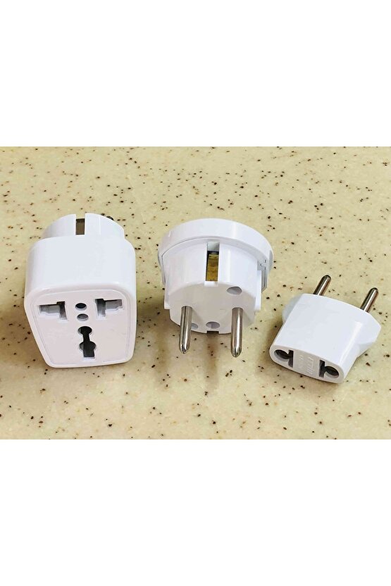 Ingiliz Dubai Amerika Fişinden Türkiye Fişine Çevirici Adaptör 3 Adet Beyaz Avrupa Uç
