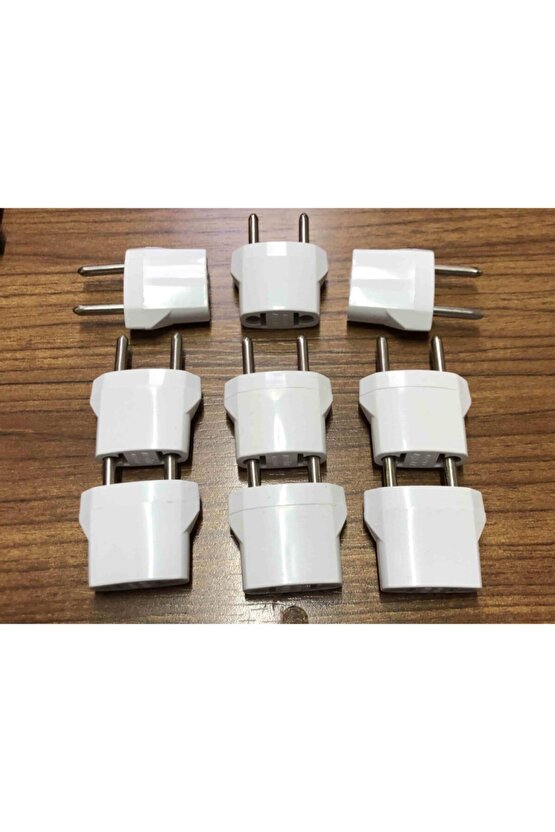 9 Adet Amerikan Uçlu Prizlerini Türk Uçlu Pirize Çevirici Dönüştürücü Beyaz Adaptör