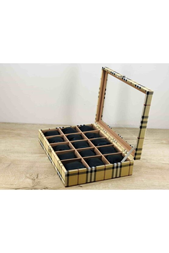 Kaliteyi Bilen Bayanlara Özel Iskoçya Sarısı Ekoseli Model Kaplamalı Kol Saati Kutusu