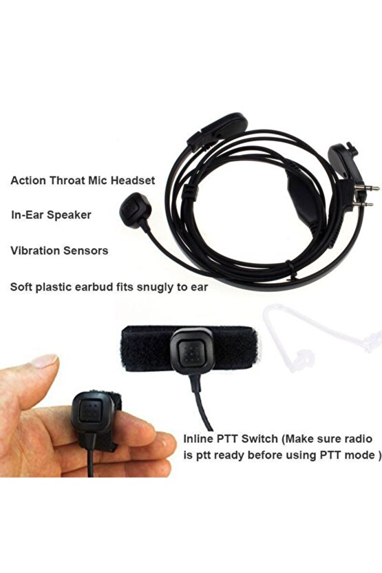 Pmr El Telsizleri Için Boyun Gırtlak Boğazdan Konuşmalı Akustik Tüp Kulaklık Mikrofon Seti