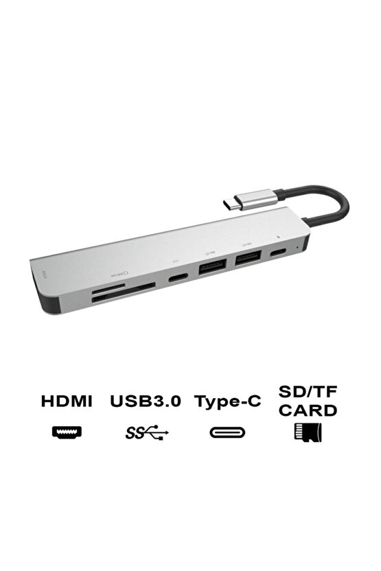 7 In 1 Sd Usb Type-c Hub Hdmı Girişli Macbook Çevirici Çoklayıcı