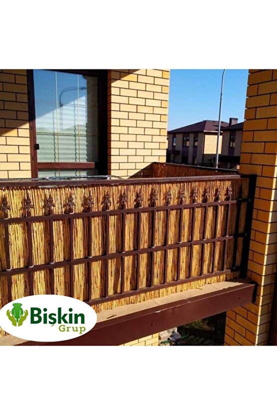 40 cm x 5 metre Misina İpli Doğal Bambu Kamış Çit - Bahçe Çiti, Balkon Çiti, Hasır Çit, Gölgelik