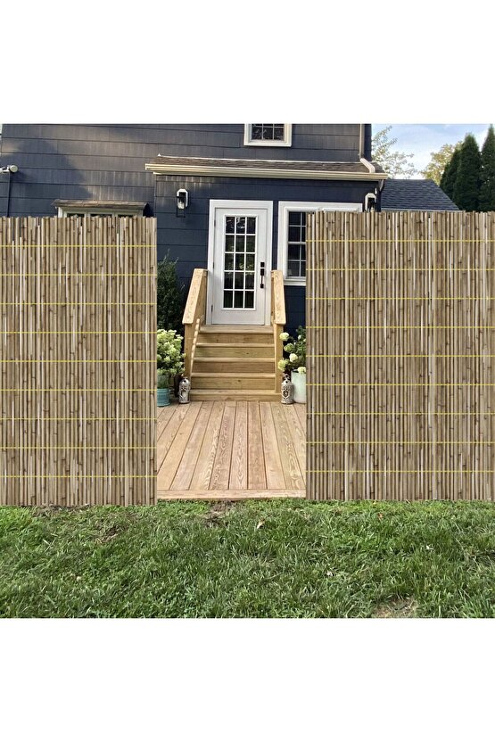 Biskin Doğal Hasır Kamış Çit Misina Örgülü 2x5 Ölçülerinde