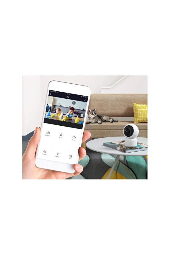 360 Derece Dönebilen Full HD - 1080P Wi - Fi Akıllı IP Kamera Bebek Odası, Salon, Güvenlik Kamerası