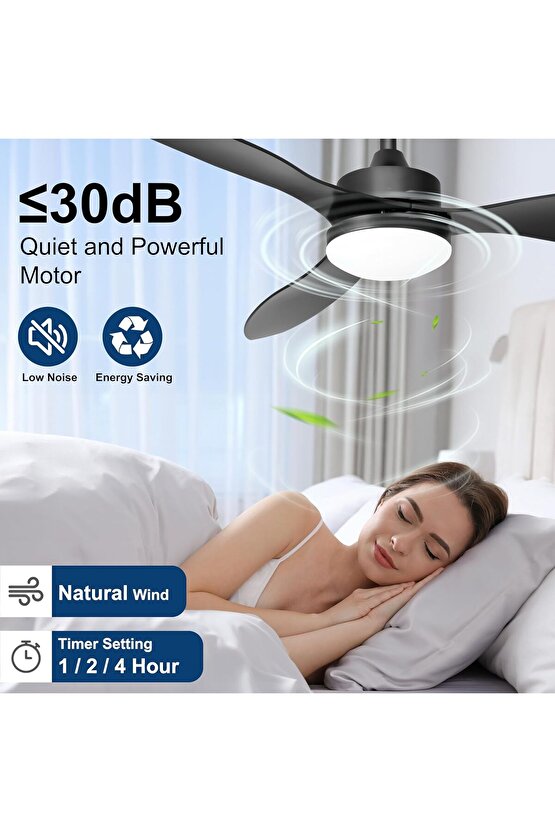 40 Watt, 3 Işık Modlu, 6 Kademeli, Kumandalı, Çok Şık ve Kaliteli Tavan Vantilatörü Ledli Vantilatör