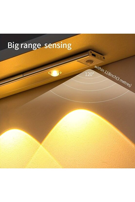 Sensörlü, Şarjlı, 3 Işık Renkli, 30 CM Alüminyum Kasa, Işık Desenli, Çok Amaçlı Modern Led Aplik