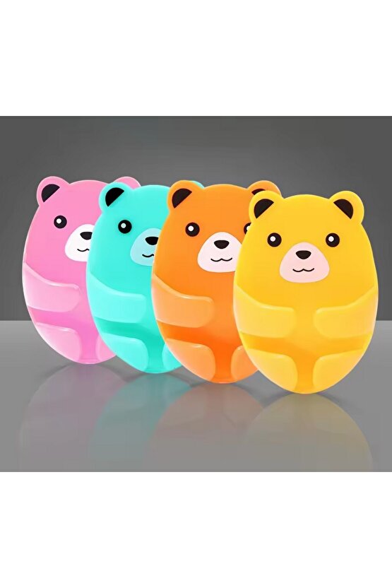 Ayıcık Desenli Kablo Fiş Tutucu Düzenleyici, 4 Adet, Fiş, Kablo, Aksesuar Tutucu Güçlü yapıştırıcı