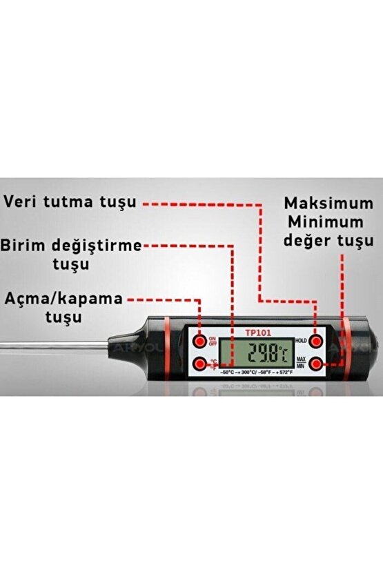 Tp-101 Sıvı Çubuk Termometre Gıda Yiyecek Içecek Sıcaklık Ölçer