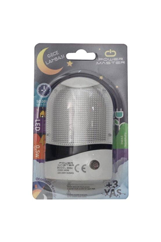 (MAB) Ledli Fotoselli Işık Sensörlü Gece Lambası (BEYAZ)