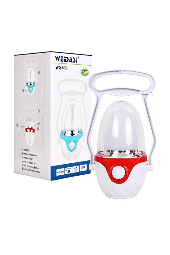 M3lfs- Wd-833 40 Ledli 15w Şarjli Kamp Lambasi
