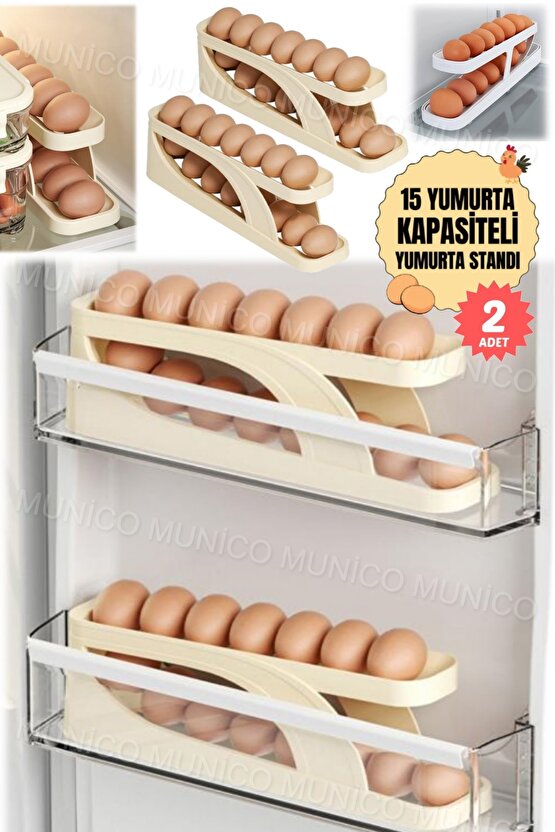 2 Adet İki Katlı Yumurta Haddeleme Depolama Rafı Yumurta Depolama Tutucu Rolldow Yumurta Dağıtıcı