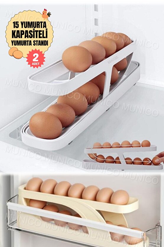 2 Adet İki Katlı Yumurta Haddeleme Depolama Rafı Yumurta Depolama Tutucu Rolldow Yumurta Dağıtıcı