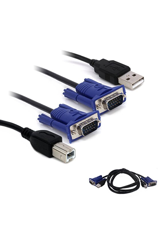 KWM SWITCH KABLO 1.5 METRE VGA ERKEKERKEK + USB + PRINTER (0)
