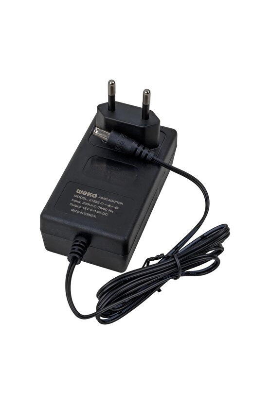 12 Volt - 1.5 Amper 5.5*2.5 Uçlu Yerli Üretim Plastik Kasa Priz Tipi Adaptör (K95)