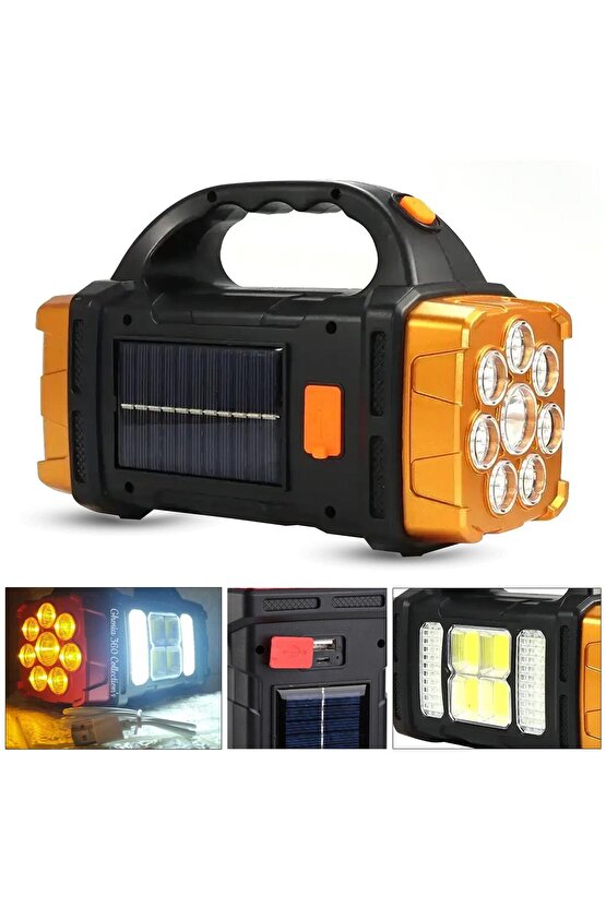 HB-1678 Solar Kamp Lambası Acil Durum Işığı Şarjlı Beyaz Günışığı 38W+Cob Led