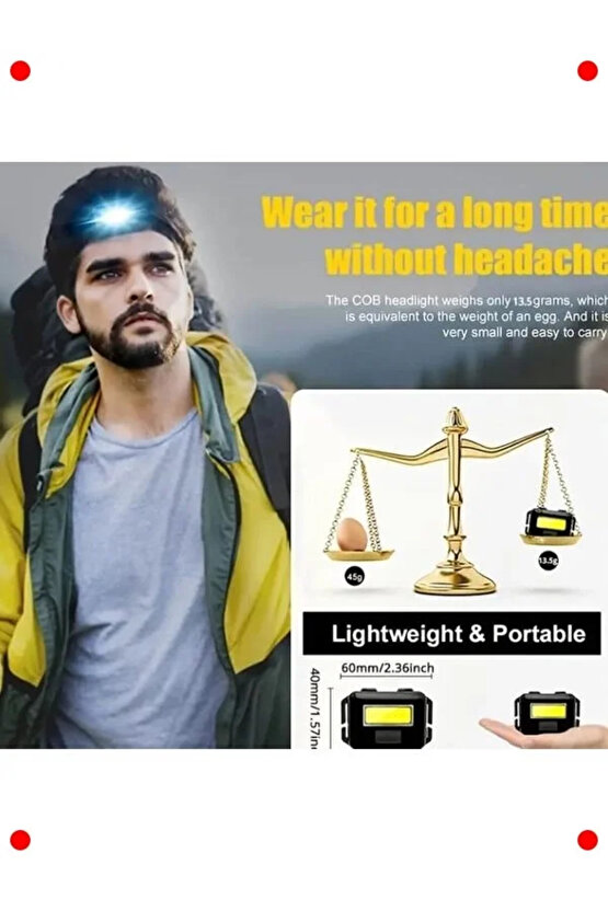 2 Adet Pilli Kafa Lambası Feneri (COB LED)