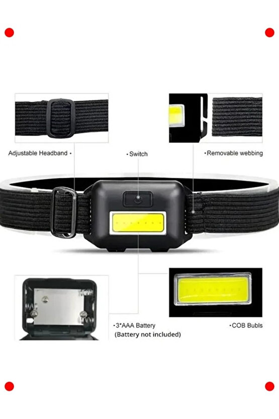 2 Adet Pilli Kafa Lambası Feneri (COB LED)