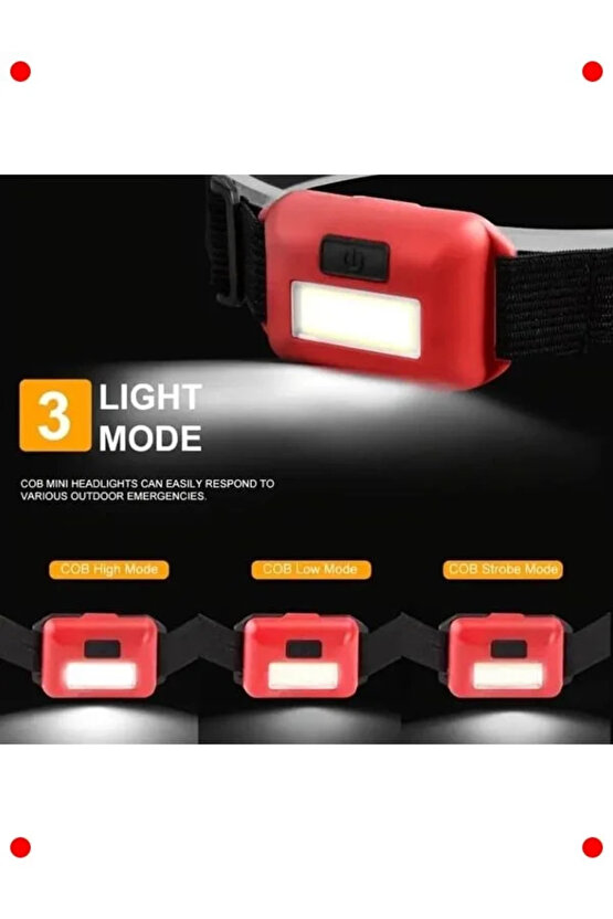 2 Adet Pilli Kafa Lambası Feneri (COB LED)