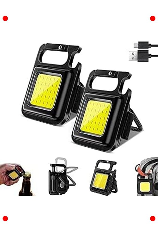2 Adet Mini Şarj Edilebilir Çok Fonksiyonlu LED Fener