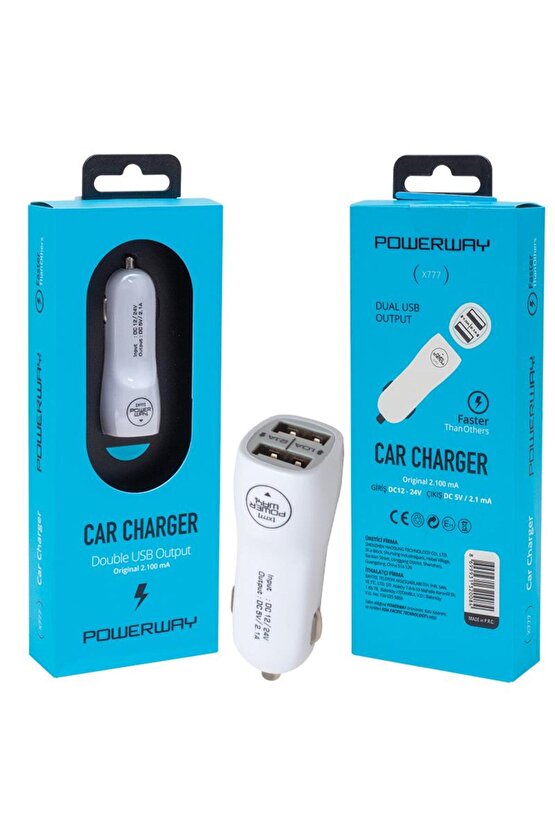 Powerway X-777 Çift Usbli 2.1 Amper Çakmaklık Araç Şarj Cihazı