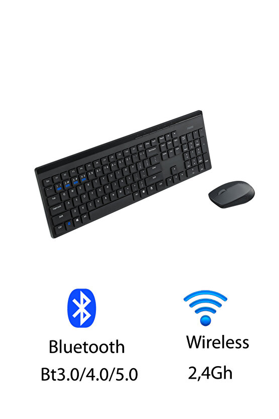 8110m Bluetooth Wireless Kablosuz Klavye Mouse Set Türkçe Q