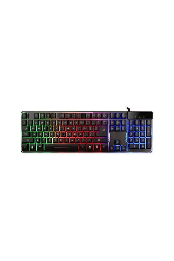 Gmk9 Stalker Warrior Siyah Usb Rainbow Aydınlatmalı Q Rgb Metal Tabanlı Gaming Klavye