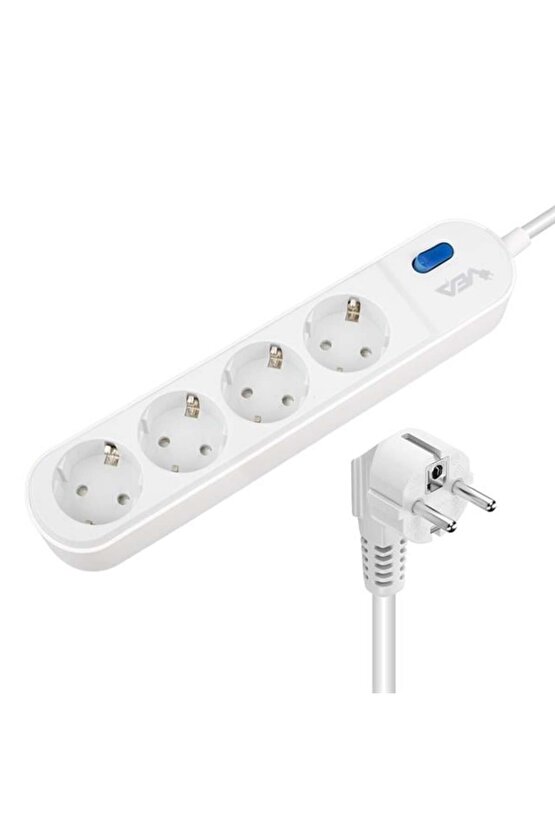 Vea Ve-Vega104 A Class 4Lü Anahtarlı 1.5 Metre Akım Korumalı Priz