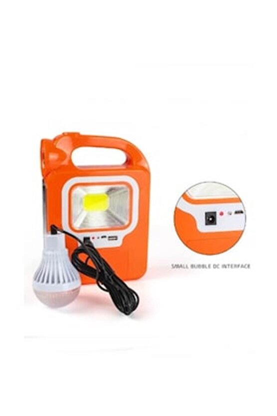 HB-6399 Parlak Cob LED Solar Powerbank Özellikli Güneş Enerjili Işıldak +1 Ampul Hediye