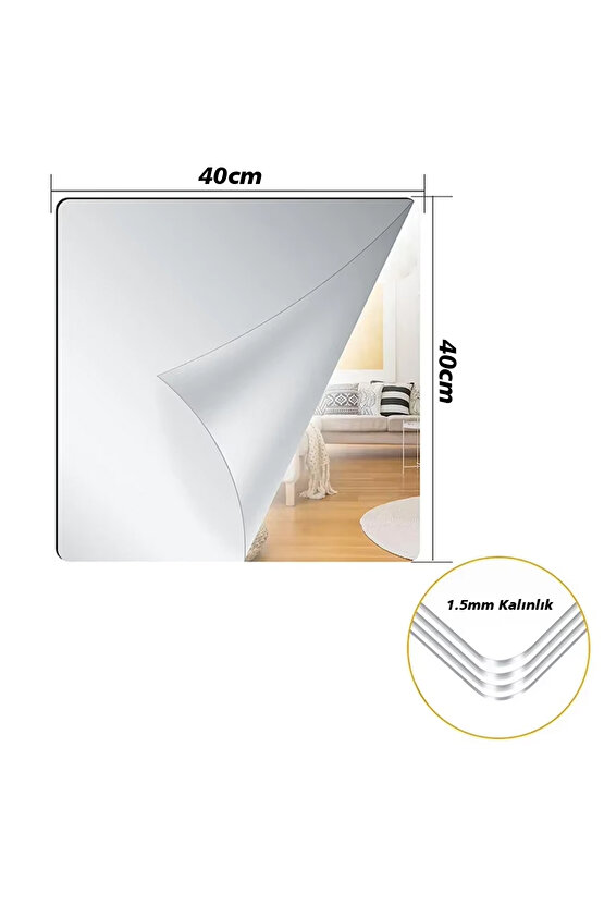 40X40CM KENDİNDEN YAPIŞKANLI ESNEK PVC DUVAR AYNASI PANEL STİCKER ÇIKARTMA (4390)