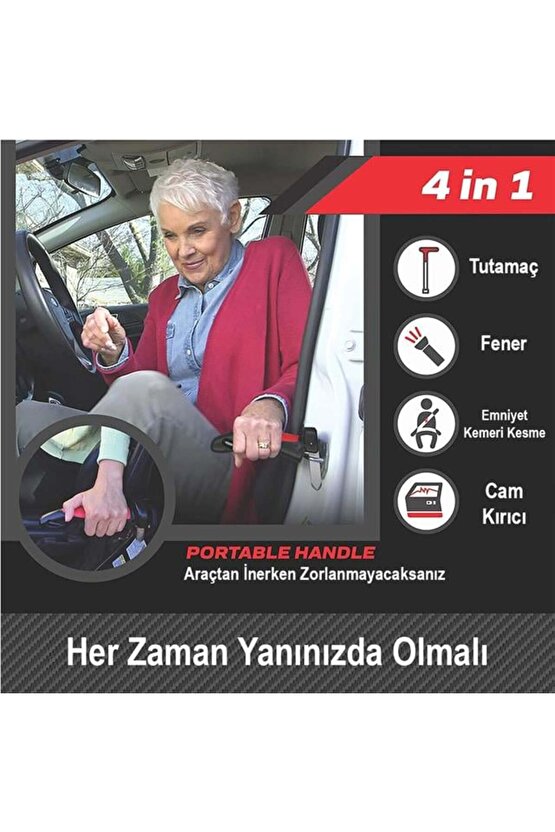 Araç İniş Destek Kolu Cam Kırıcı Fener Emniyet Kemeri Kesici Çok Fonksiyonlu (4172)