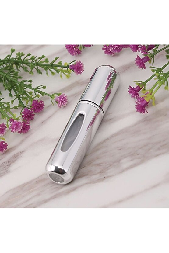 Doldurulabilir Mini Parfüm Şişesi Çanta İçi Mini Seyahat Yedek Cep Parfüm Şişesi 5 ml 1 Adet Gümüş