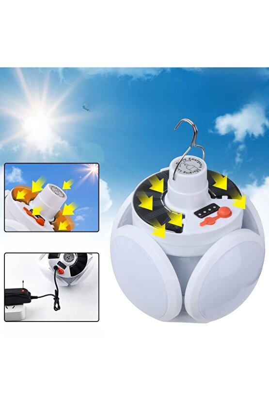 Solar Panelli Şarjlı 5'li Katlanabilir Acil Durum Kamp Lambası (5314)