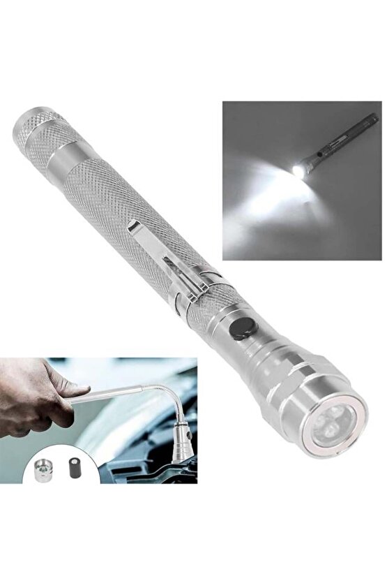 MX-2808 Mıknatıslı 360 Derece Döner Başlıklı 3 Ledli Beyaz Işık El Feneri