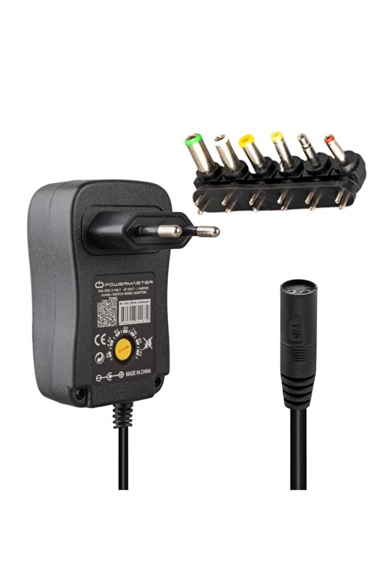 PM-7215 3 Volt - 12 Volt - 1 Amper - 30 Watt Çok Uçlu Ayarlı Switch Mode Adaptör